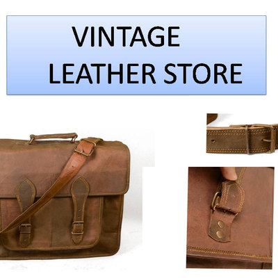 Leather messenger bag 16 inch leather briefcase over-lander leather retro laptop office satchel travel shoulder bag