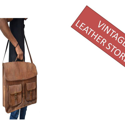 New leather messenger bag handmade 16 inch twin pocket cross body/ laptop bag/ macbook bag/ retro satchel/ shoulder bag