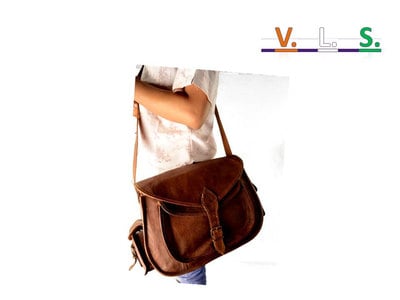 New handmade genuine leather 14" inch ladies purse/ day camera travel pouch shoulder bag