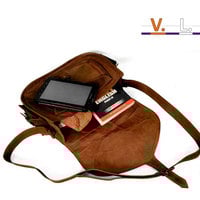 New handmade genuine leather 14" inch ladies purse/ day camera travel pouch shoulder bag - Thumbnail 1