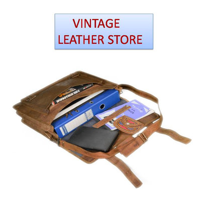 Uniqe style leather messenger bag for 14 inch laptop office authentic goat leather