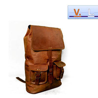 20" Leather Backpack Messenger Bag Handmade Soft Leather Mens Unisex School College Satchel Handbags/Bags Picnic Weekend bag - Thumbnail 1