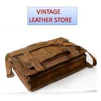 Uniqe Style leather messenger bag for 14 inch laptop office authentic goat leather - Thumbnail 2