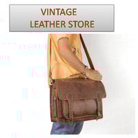 New Style 16 inch leather messenger bag handmade / Laptop bag / MacBook bag /travel/ plain shoulder bag - Thumbnail 3