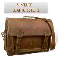 New Style 16 inch leather messenger bag handmade / Laptop bag / MacBook bag /travel/ plain shoulder bag - Thumbnail 4