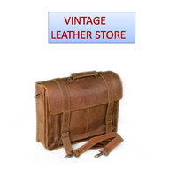 Uniqe Style leather messenger bag for 14 inch laptop office authentic goat leather - Thumbnail 4