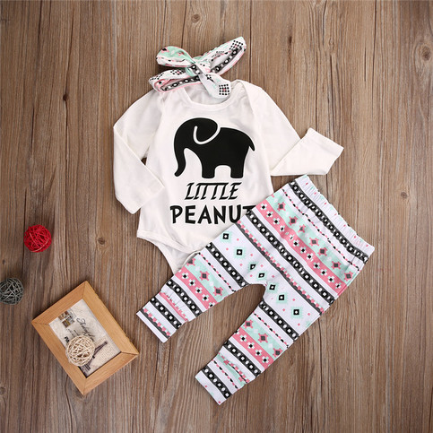 Little Peanut Onesie, Pants and Headband 3 Piece Set