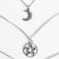 Multi layer moon and pentagram necklace - Thumbnail 2