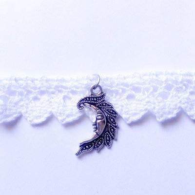 White lace moon choker