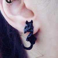 Fake plug black cat earring - Thumbnail 1