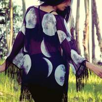 Moon print kimono