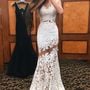White mermaid lace mesh prom dress for teen,2017 formal dresses-1