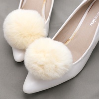 FREE SHIP - Fashion Winter Ladies Boots Pom Ball Faux Rabbit Fur Shoe Clips Pair - Thumbnail 1