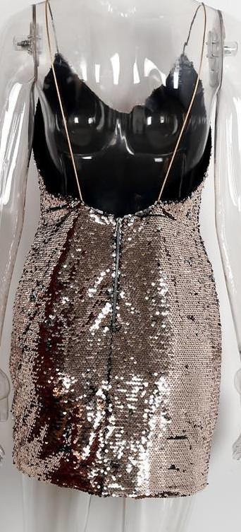 Sequin Backless With Z ipper Slip Dress