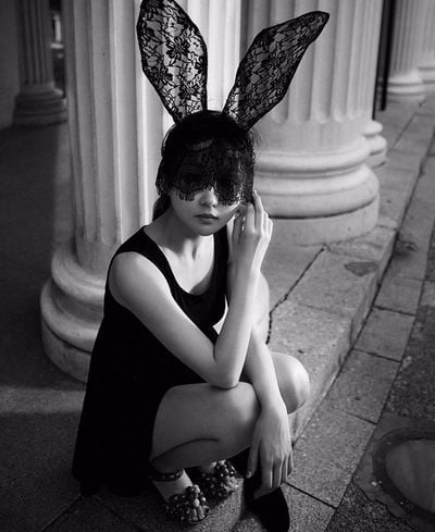 Sexy Black Lace Veil Mask Rabbit Ear Party Halloween Headband Hair Accessories