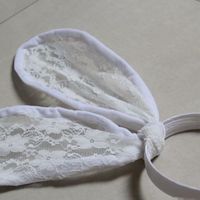 Rabbit Ear White Lace Wedding Bridal Party Christmas Headband Hair Band - Thumbnail 1