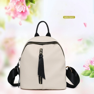 New Couples Backpack Summer Leather Zipper Bag College Leisure Bag