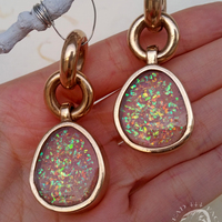 Unicorn Teardrop Ear Weights OOAK Hanging Style for Stretched Ears - Thumbnail 1