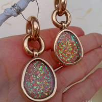 Unicorn Teardrop Ear Weights OOAK Hanging Style for Stretched Ears - Thumbnail 2