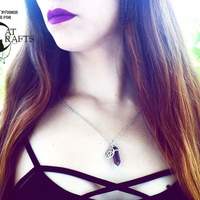Purple fluorite necklace with pentagram - Thumbnail 1