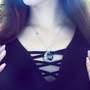 Silver necklace with filigree crescent moon and triple moon cabochon-1