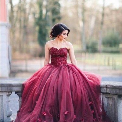 Sweetheart  burgundy tulle long prom gown with flowers ,2017 new style fashion evening gowns for teens girls