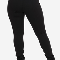 Stylish High Waist Button Fly Black Denim Skinny Jeans - Thumbnail 1