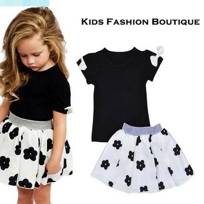 Girls beautiful black & white skirt outfit