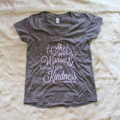 She speaks wisdom and teaches kindness cotton / modal vneck tshirt