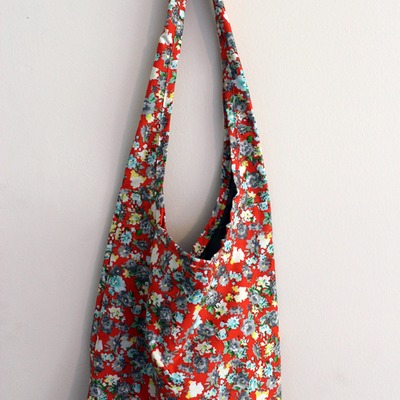 Orange floral shoulder bag
