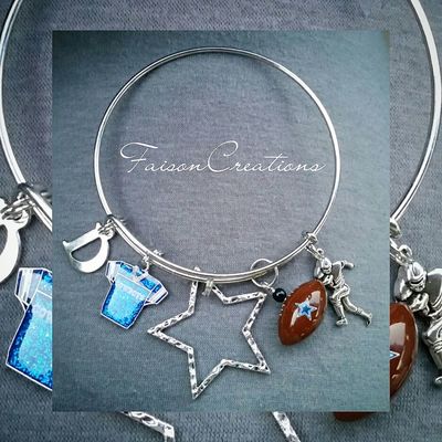Custom Dallas Cowboys Expandable Bangle w/Charms