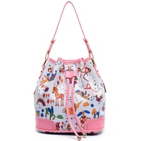 Women Bucket Shoulder Bag Handbag Crossbody Drawstring Stamp Bag - Thumbnail 2