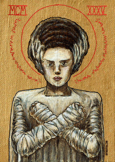 Religious Horror Icon-Bride of Frankenstein-5"x7" Print
