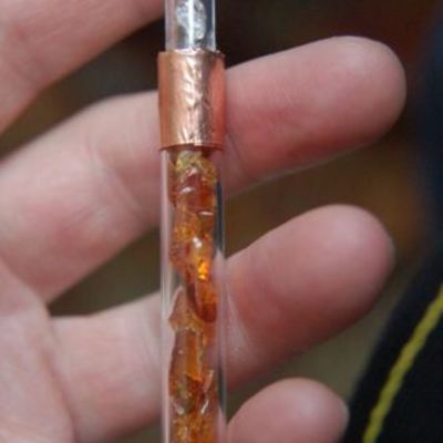 Amber and herkimer diamond crystal chakra healing wand 