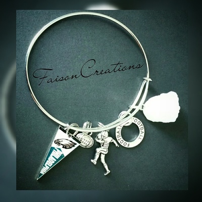 Custom Philadelphia Eagles Expandable Bangle w/Charms