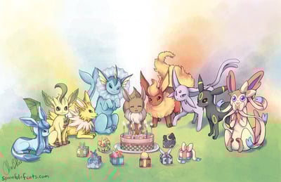 Eeveelution Birthday Print