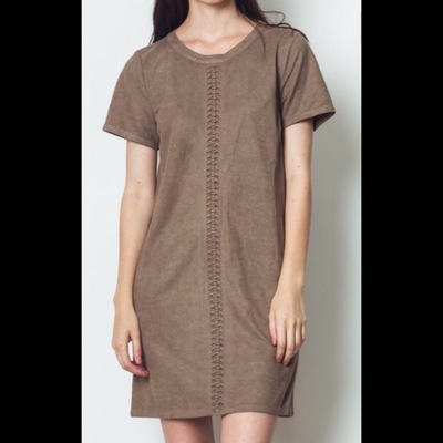 Grey suede dress w/pockets