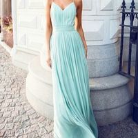 Simple A-line V-neck backless long prom dress,cheap dresses - Thumbnail 2