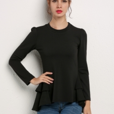 Ladies ruffle blouse black