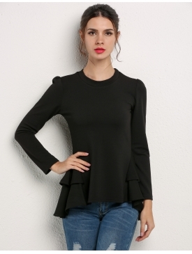 Ladies Ruffle Blouse Black