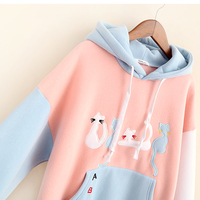 Harajuku cat fight hoodies - Thumbnail 2