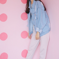 GHETTO RIPPED DENIM JACKET - Thumbnail 1