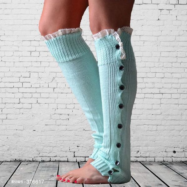 Christmas  Straight Leg Warmers with Button Lace Knitting Socks Leg Sets