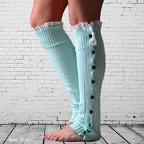 Christmas  Straight Leg Warmers with Button Lace Knitting Socks Leg Sets
