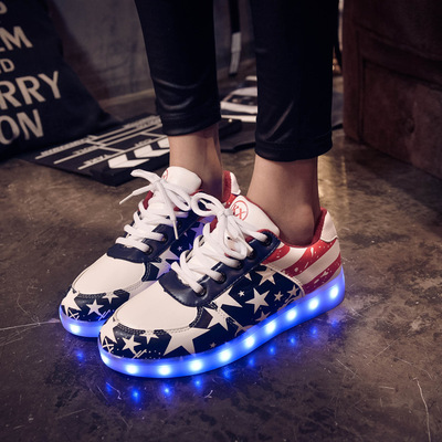 Led colorful luminous sneaker shoes fluorescent unisex shoes usb charging