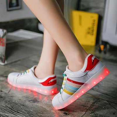Led colorful luminous sneaker shoes fluorescent women shoes usb charging