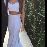 White sweetheart neck 2 pieces long prom dress,formal dress - Thumbnail 1