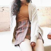 Double-breasted Plaid Skirt - Thumbnail 3