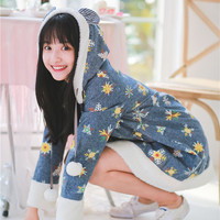 Hooded Long Velvet Dress Candy Girl Clothes - Thumbnail 4