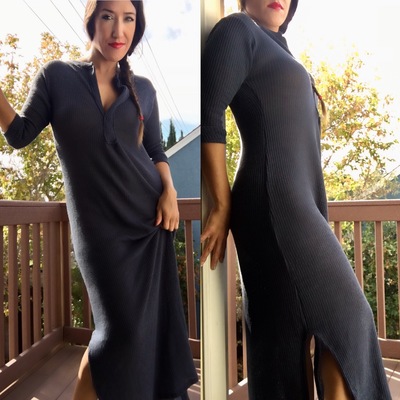 Relaxed henley maxi dress